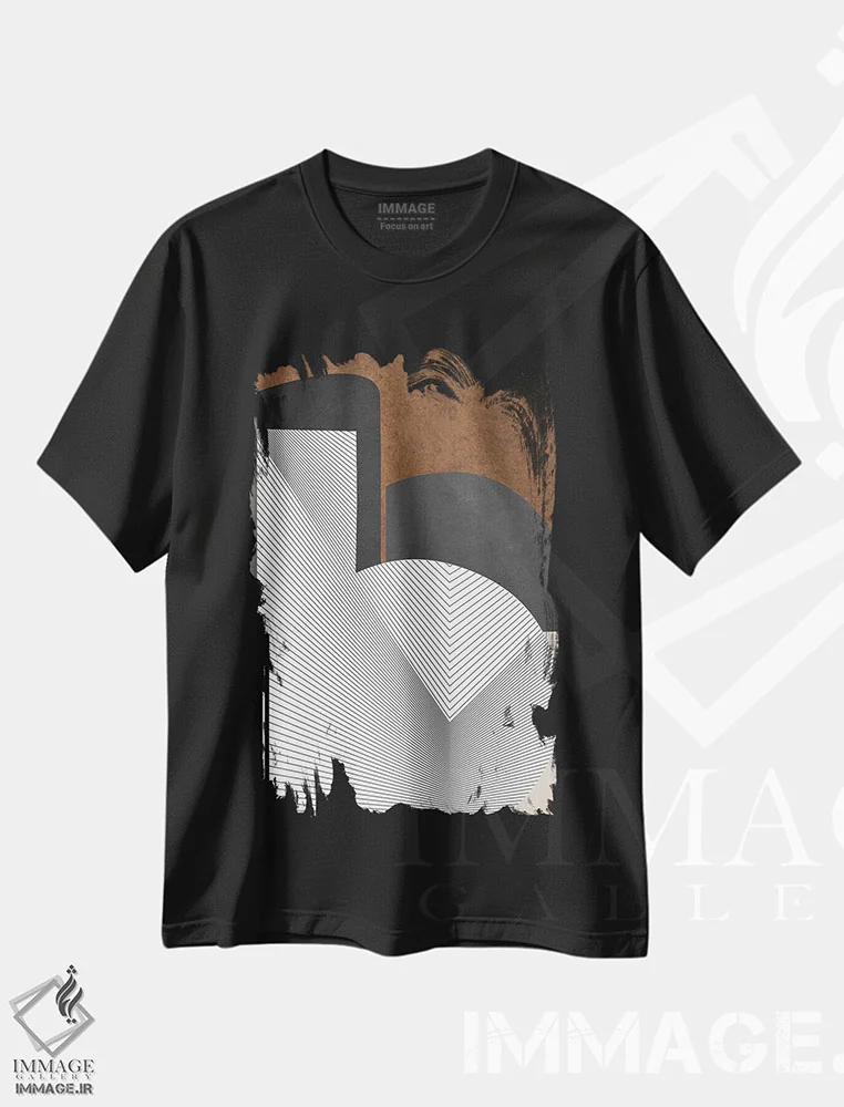 تیشرت مشکی طرح دار اختلاف منظر اثر روبرتو مورو | فروشگاه ایماژ