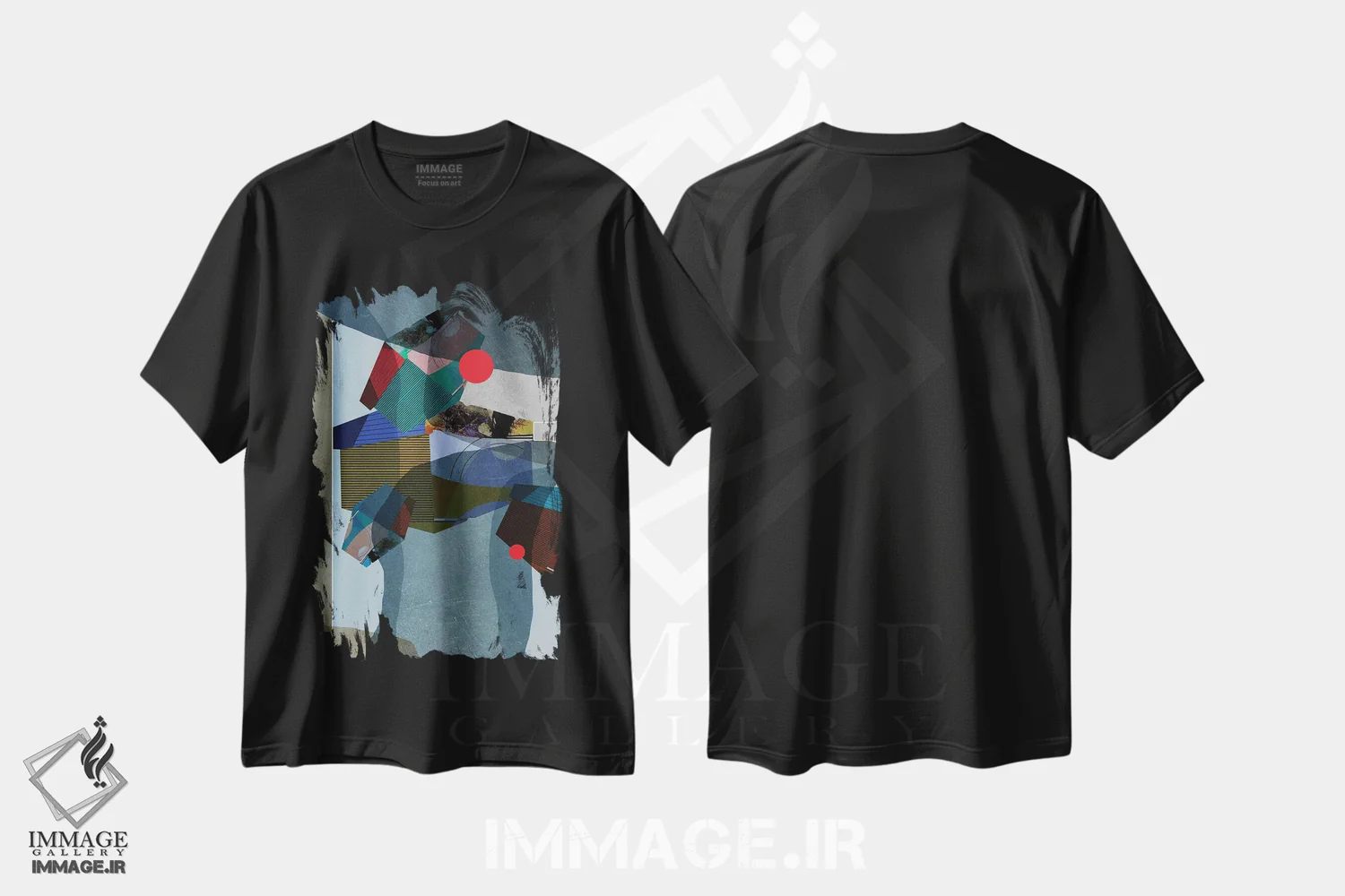 تیشرت مشکی طرح دار خوش اندام اثر روبرتو مورو | فروشگاه ایماژ