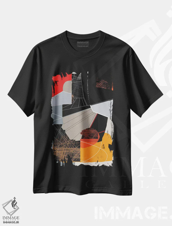 تیشرت مشکی طرح دار خطوط II اثر روبرتو مورو | فروشگاه ایماژ