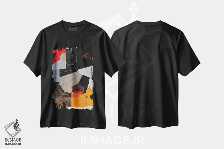 تیشرت مشکی طرح دار خطوط II اثر روبرتو مورو | فروشگاه ایماژ