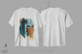 تیشرت سفید طرح دار نگاه کوتاه اثر روبرتو مورو | فروشگاه ایماژ