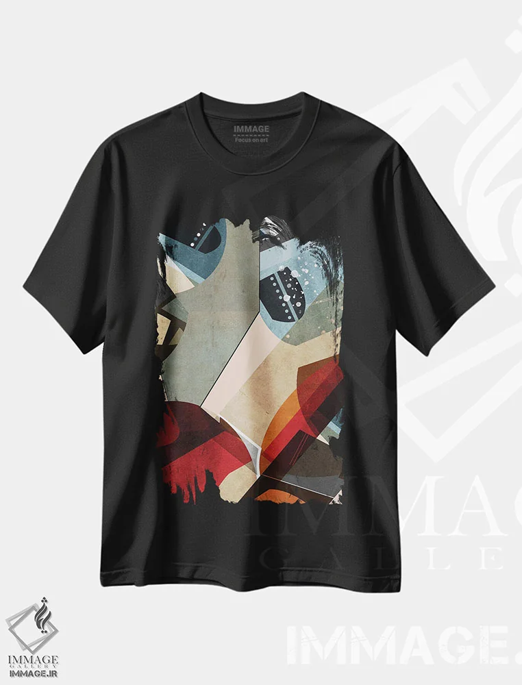 تیشرت مشکی طرح دار طراحی آینده اثر روبرتو مورو | فروشگاه ایماژ