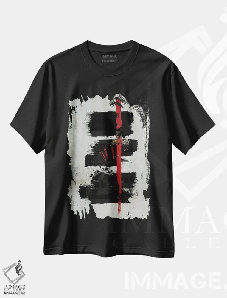 تیشرت مشکی طرح دار سه گانه اثر روبرتو مورو | فروشگاه ایماژ