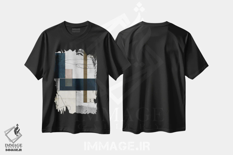 تیشرت مشکی طرح دار بازنمایی اثر روبرتو مورو | immage.ir