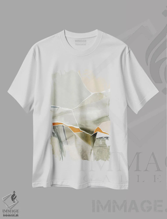 تیشرت سفید طرح دار قدم زنی صبح زود اثر روبرتو مورو | فروشگاه ایماژ