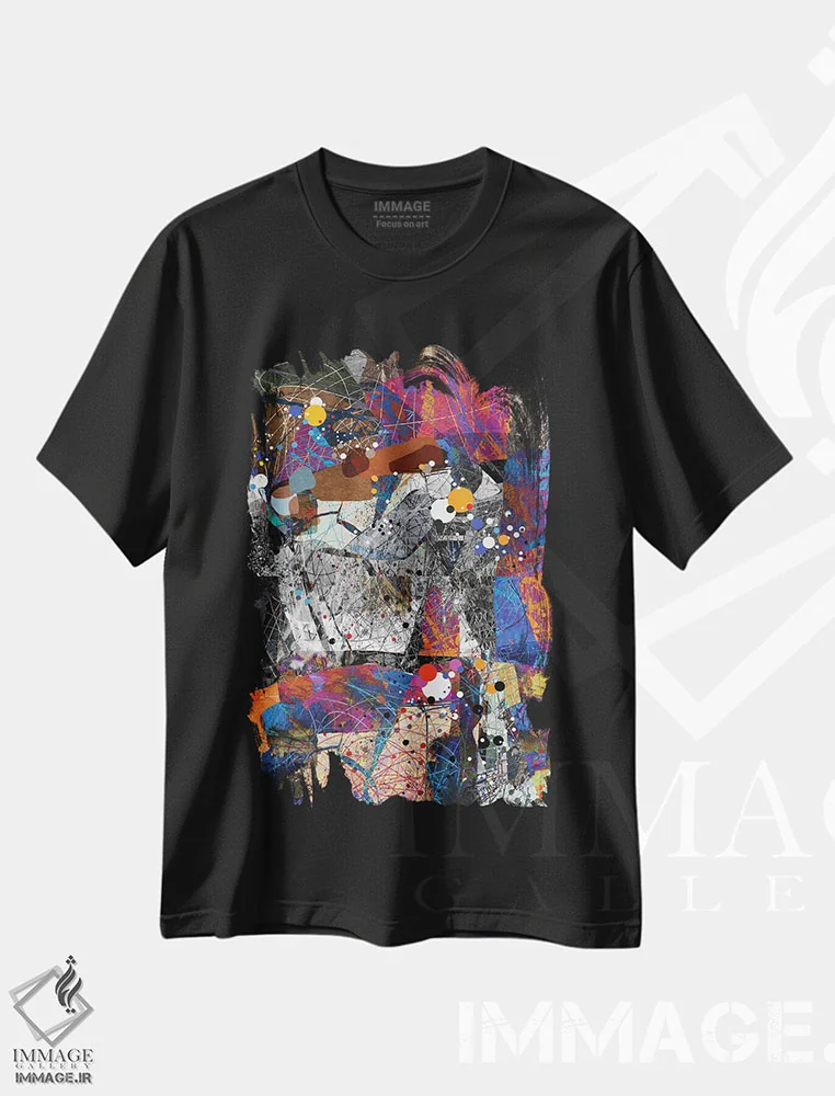 تیشرت مشکی طرح دار آشوب شگفت انگیز اثر روبرتو مورو | immage.ir