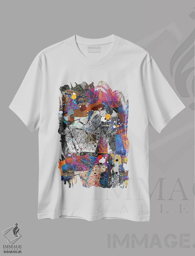 تیشرت سفید طرح دار آشوب شگفت انگیز اثر روبرتو مورو | فروشگاه ایماژ