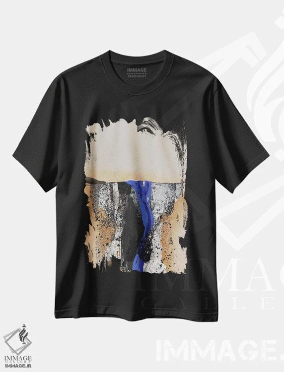 تیشرت مشکی طرح دار رگهٔ آبی ۳ اثر روبرتو مورو | immage.ir