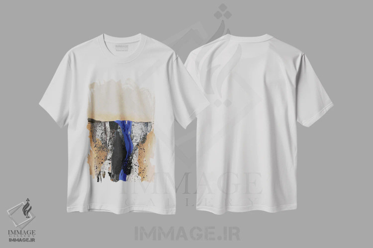 تیشرت سفید طرح دار رگهٔ آبی ۳ اثر روبرتو مورو | فروشگاه ایماژ