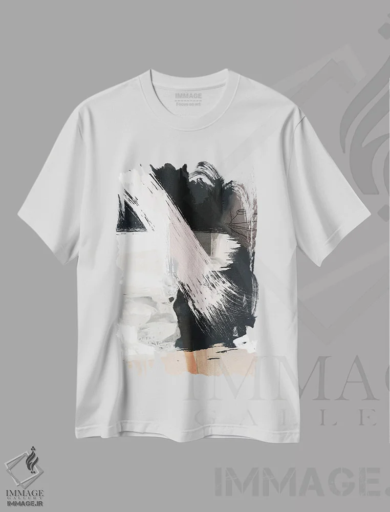 تیشرت سفید طرح دار غرق شده اثر روبرتو مورو | فروشگاه ایماژ