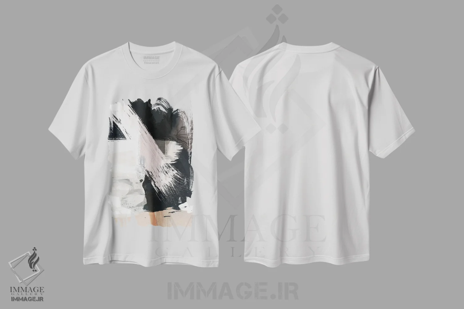 تیشرت سفید طرح دار غرق شده اثر روبرتو مورو | فروشگاه ایماژ