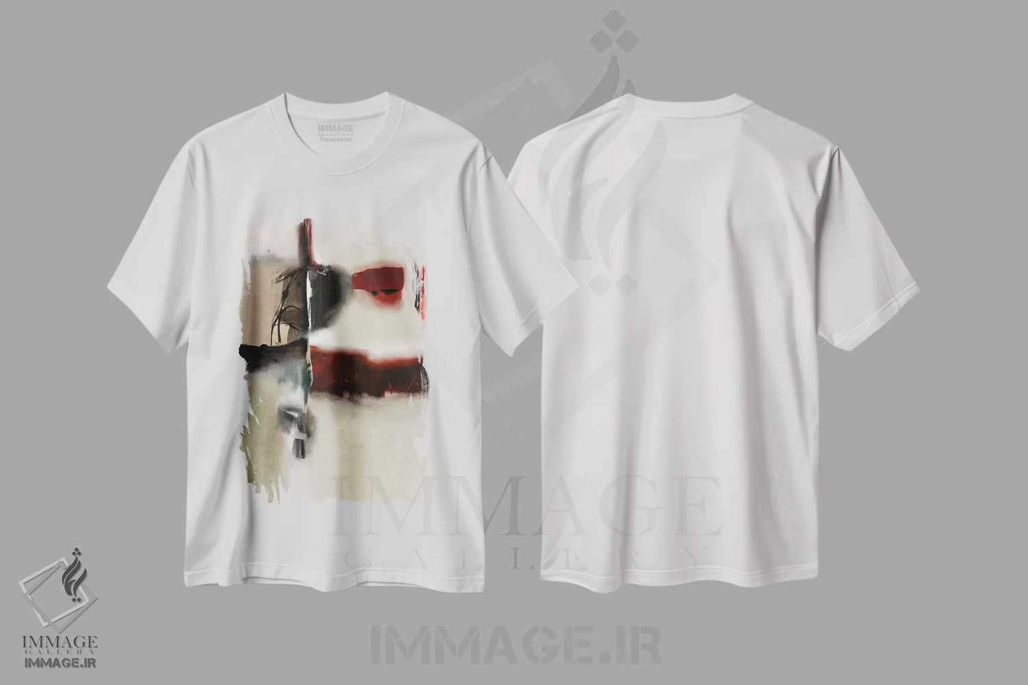 تیشرت سفید طرح دار بسته اثر روبرتو مورو | فروشگاه ایماژ