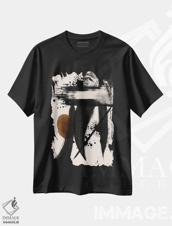 تیشرت مشکی طرح دار حرکت اثر روبرتو مورو | immage.ir