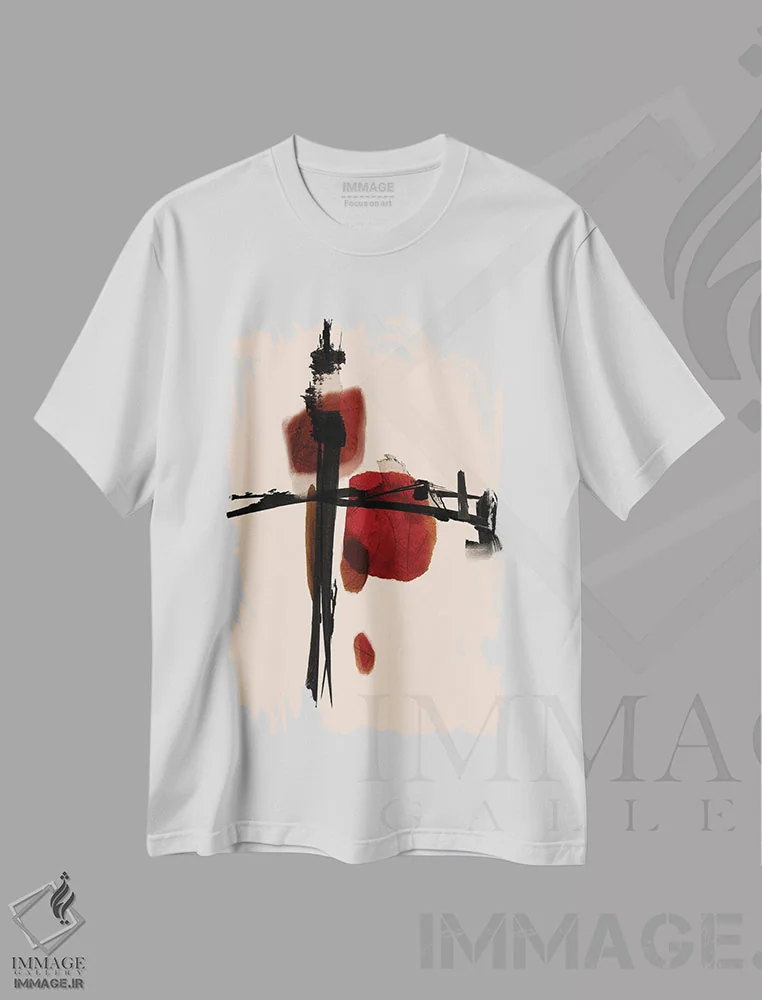 تیشرت سفید طرح دار لمس آسیایی اثر روبرتو مورو | immage.ir
