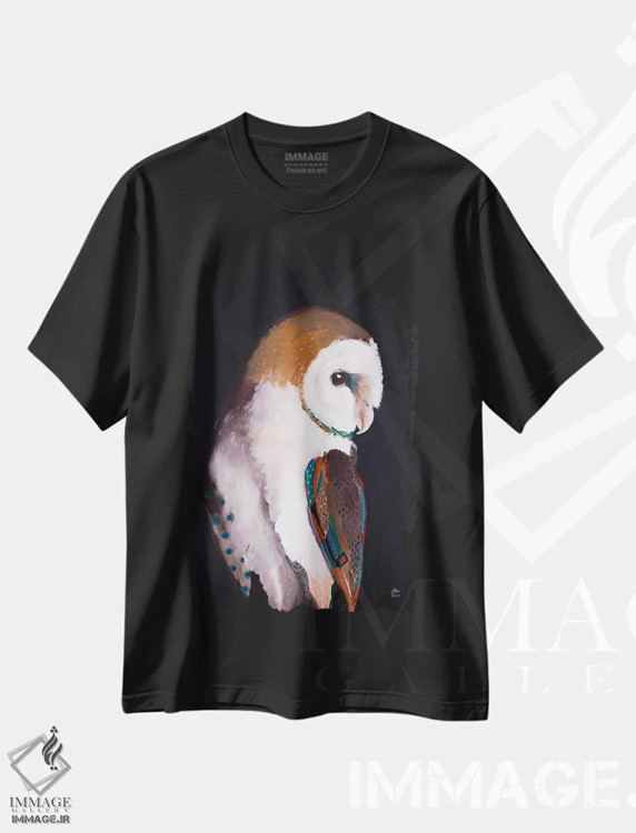 تیشرت مشکی طرح دار جغد انباری، هنر فاخر معاصر اثر امیلی رید | immage.ir