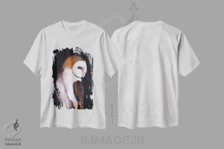 تیشرت سفید طرح دار جغد انباری، هنر فاخر معاصر اثر امیلی رید | فروشگاه ایماژ