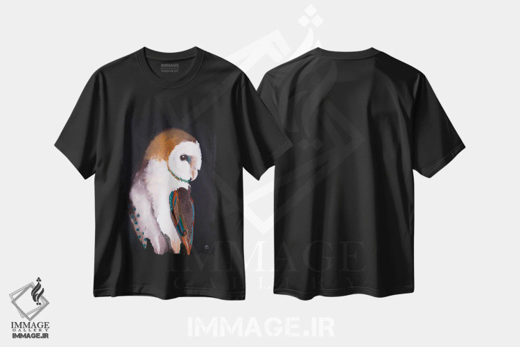 تیشرت مشکی طرح دار جغد انباری، هنر فاخر معاصر اثر امیلی رید | immage.ir