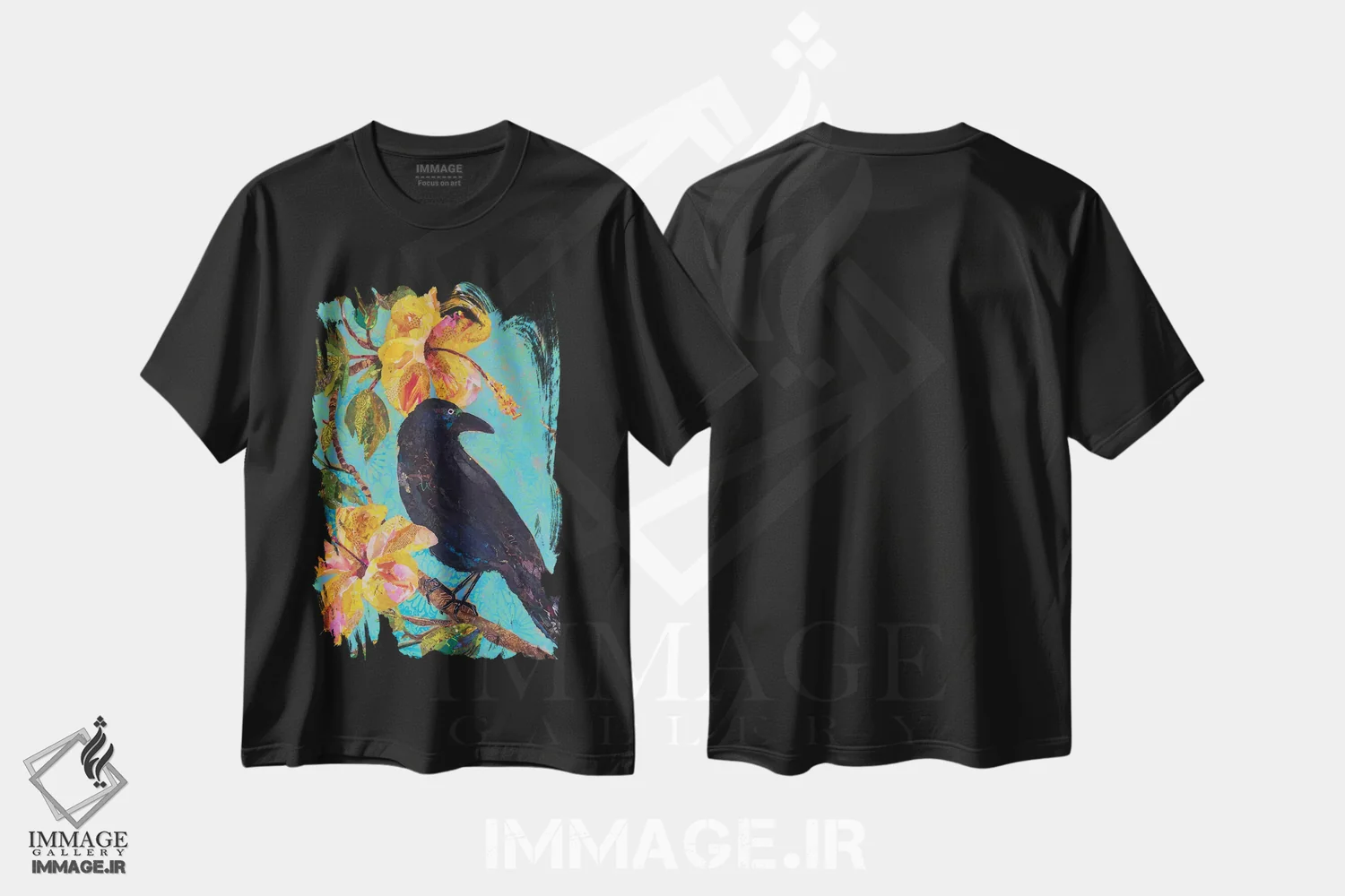 تیشرت مشکی طرح دار پرندهٔ هاوایی ۱، دکور معاصر اثر الیزابت سن هیلر | immage.ir