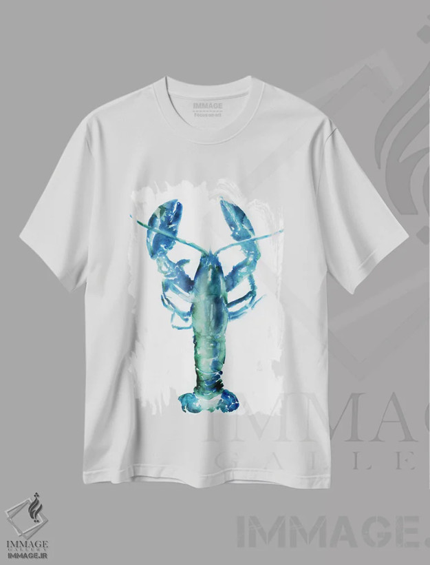 تیشرت سفید طرح دار خرچنگ دریایی، دکور ساحلی اثر ادوارد سلکرک | فروشگاه ایماژ