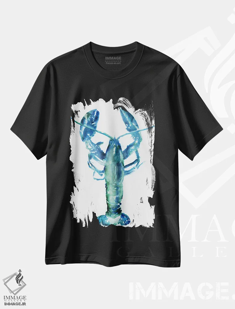 تیشرت مشکی طرح دار خرچنگ دریایی، دکور ساحلی اثر ادوارد سلکرک | immage.ir