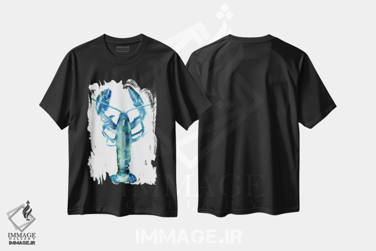 تیشرت مشکی طرح دار خرچنگ دریایی، دکور ساحلی اثر ادوارد سلکرک | immage.ir