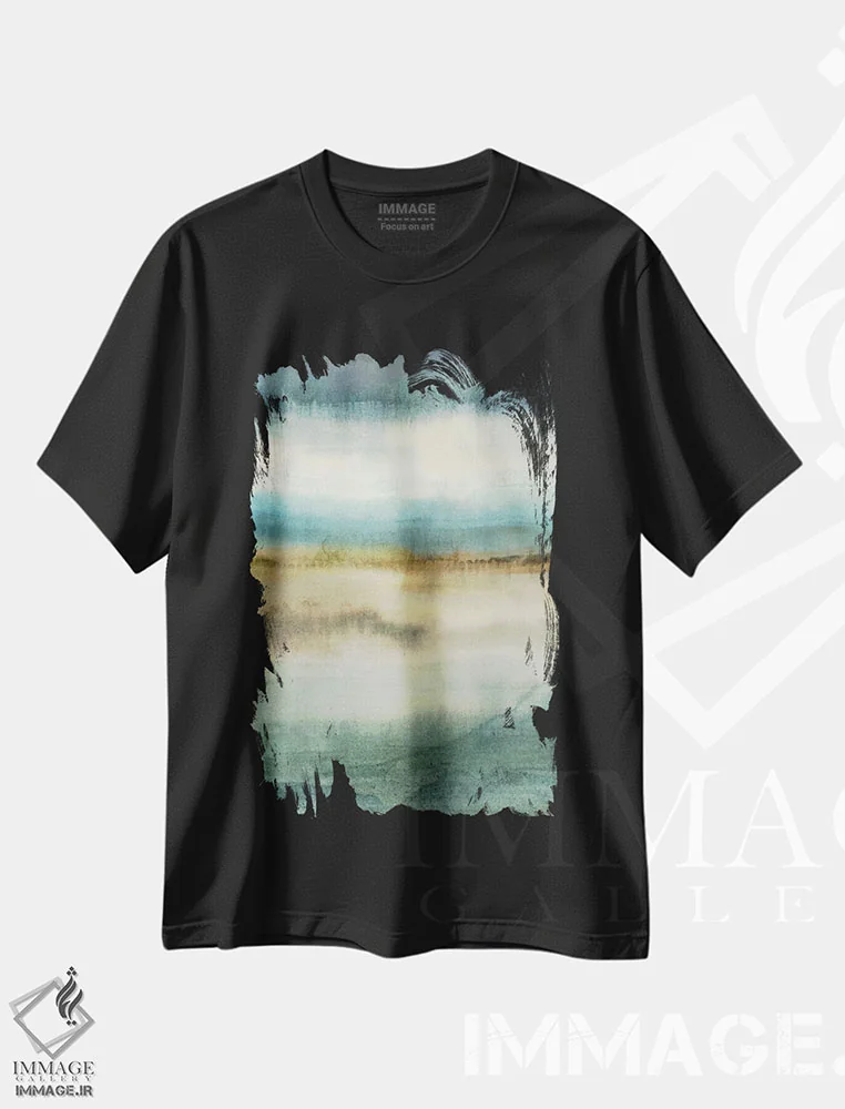 تیشرت مشکی طرح دار رویاپردازی آبی اثر ادوارد سلکرک | فروشگاه ایماژ