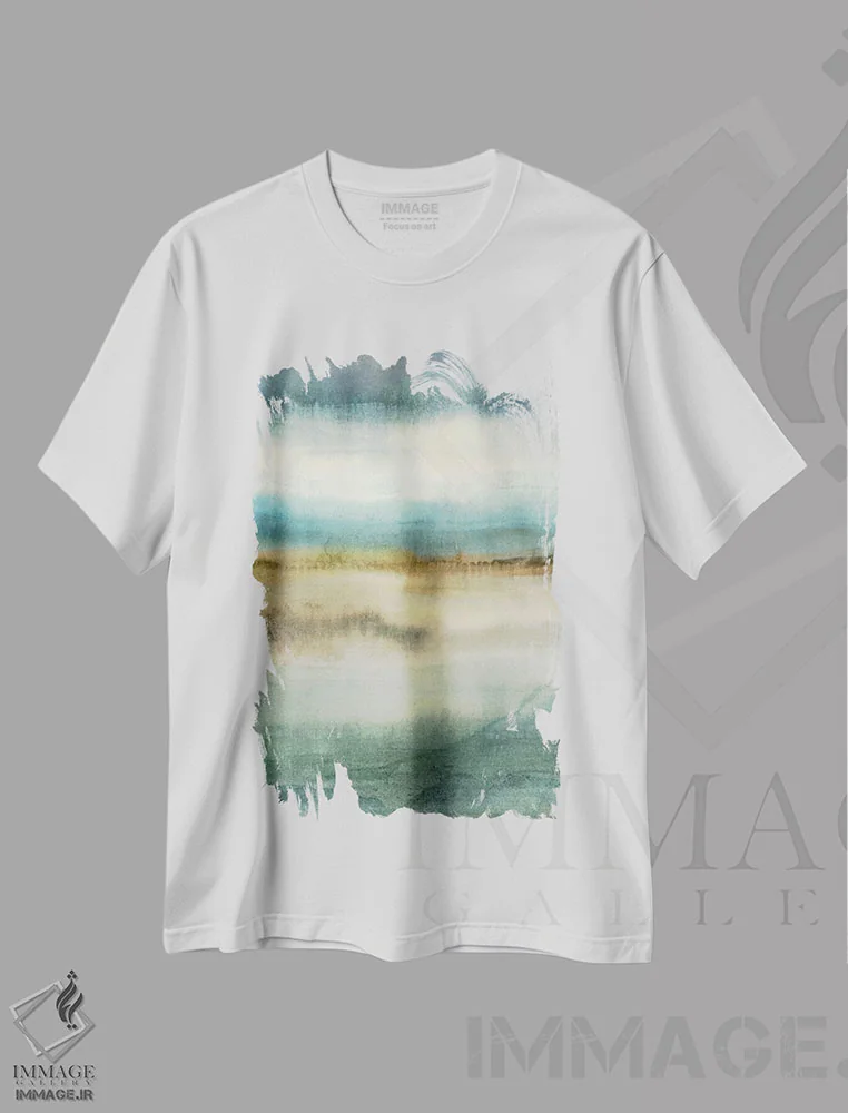 تیشرت سفید طرح دار رویاپردازی آبی اثر ادوارد سلکرک | immage.ir
