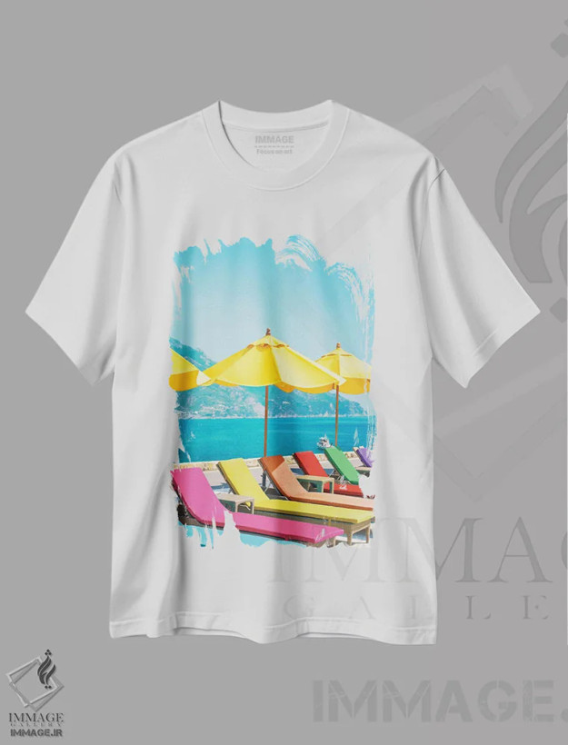تیشرت سفید طرح دار آمالفی، تزئینی اثر ارین سامر | فروشگاه ایماژ