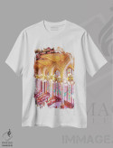تیشرت سفید طرح دار کاخ موسیقی بارسلونا، مدیوم اثر ارین سامر | immage.ir