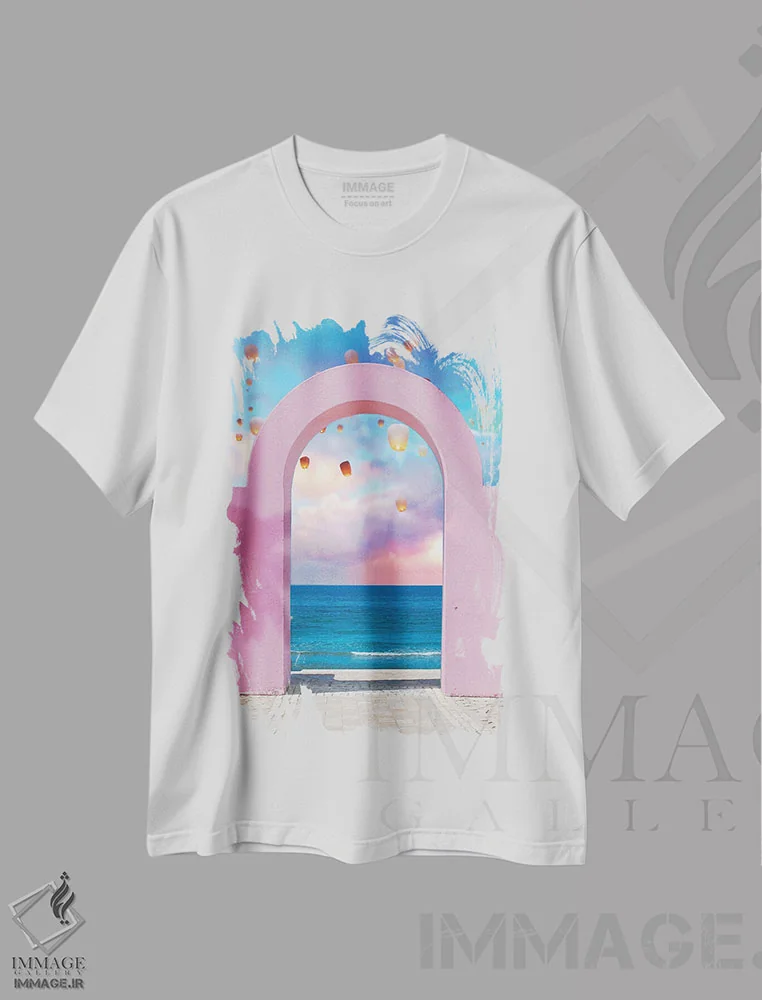 تیشرت سفید طرح دار طاق و فانوس ها، عکاسی ترکیبی اثر ارین سامر | فروشگاه ایماژ
