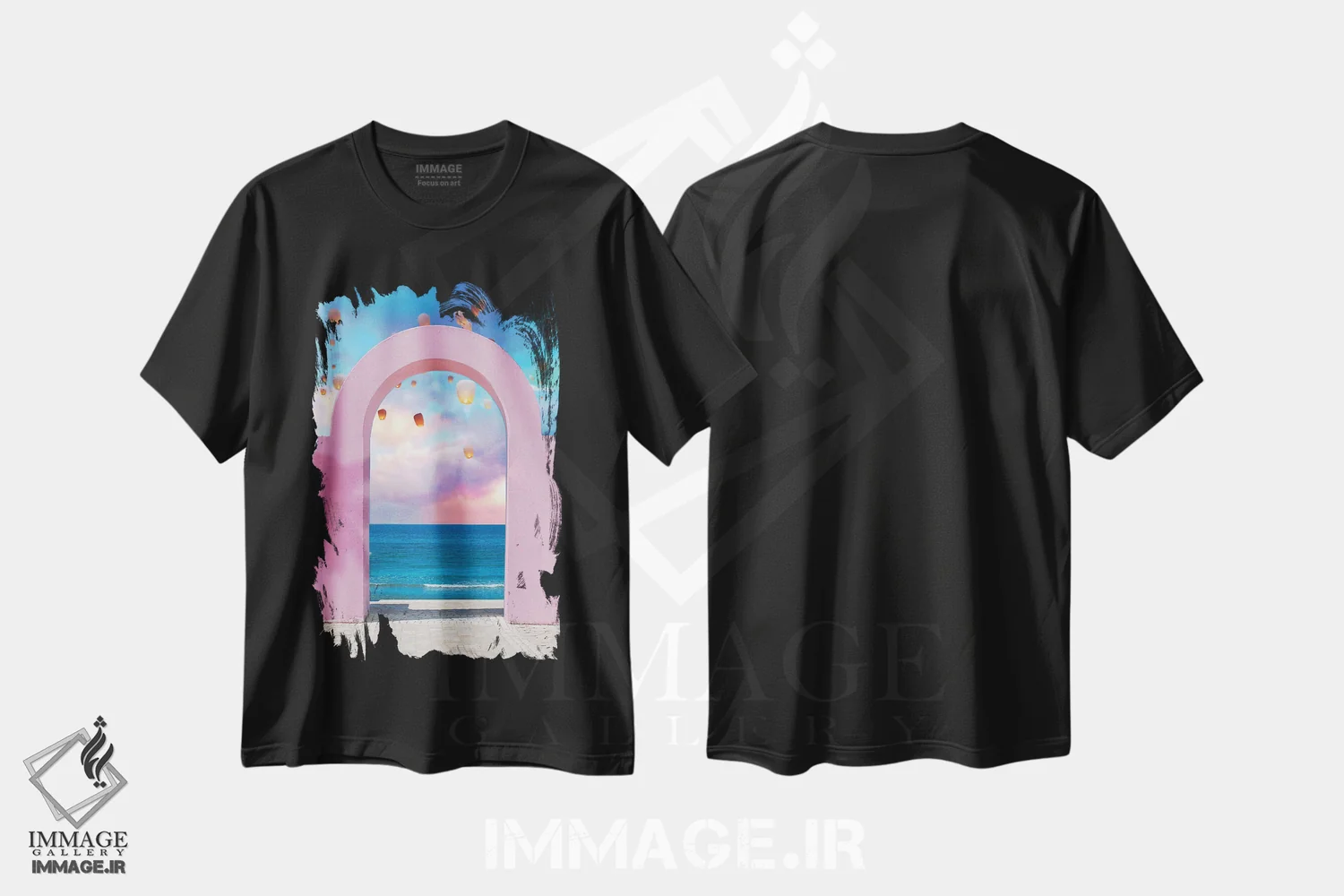 تیشرت مشکی طرح دار طاق و فانوس ها، عکاسی ترکیبی اثر ارین سامر | immage.ir