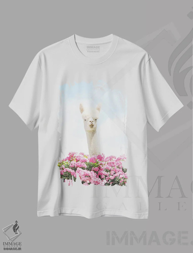 تیشرت سفید طرح دار در زدم برای سلام دادن، عکاسی ترکیبی اثر ارین سامر | فروشگاه ایماژ