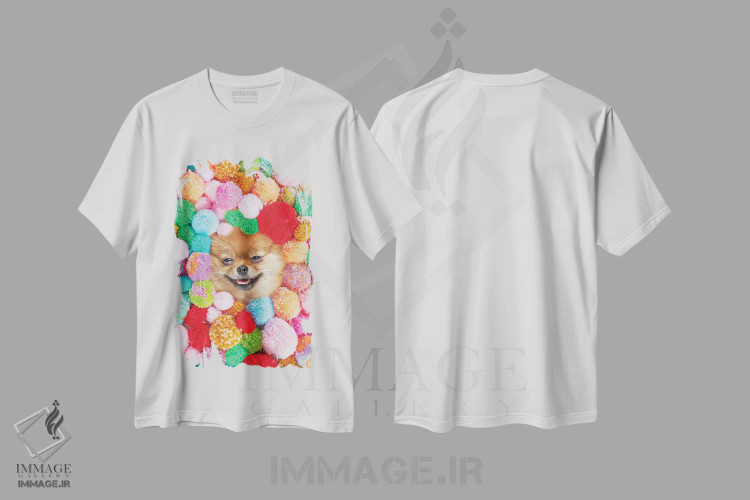 تیشرت سفید طرح دار پوم پومرانیان، عکاسی ترکیبی اثر ارین سامر | immage.ir