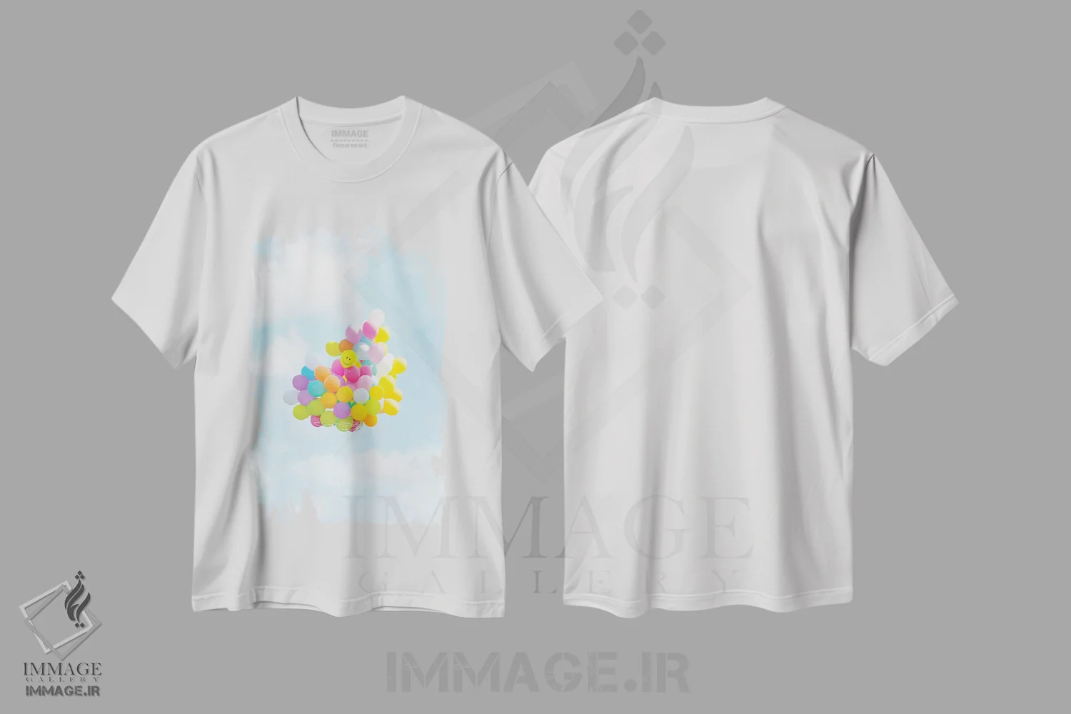 تیشرت سفید طرح دار خوشحالم که اینجا هستم، عکاسی ترکیبی اثر ارین سامر | فروشگاه ایماژ