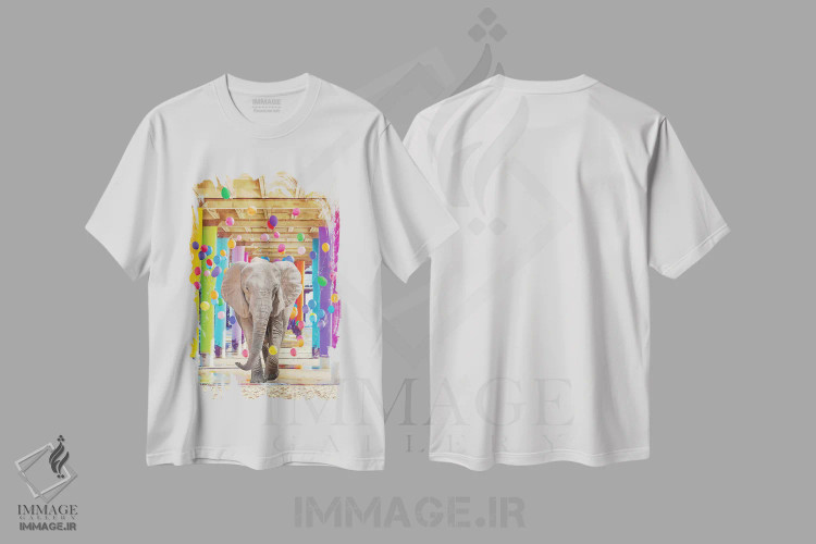 تیشرت سفید طرح دار اسکله رنگین کمان، عکاسی ترکیبی اثر ارین سامر | immage.ir