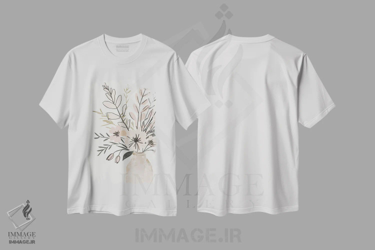 تیشرت سفید طرح دار آرایش گل در گلدان، دکور روستایی اثر ادسون راموس | immage.ir
