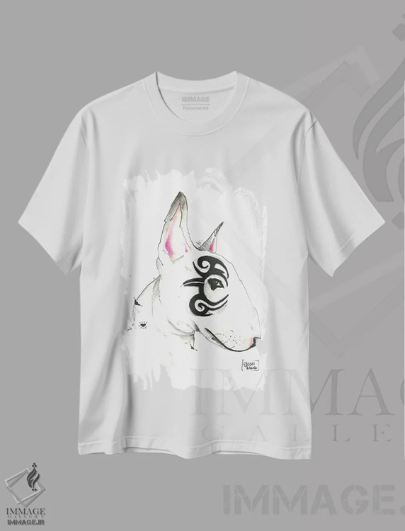 تیشرت سفید طرح دار بول تریر قبیله ای، هنر دیجیتال اثر ادسون راموس | فروشگاه ایماژ