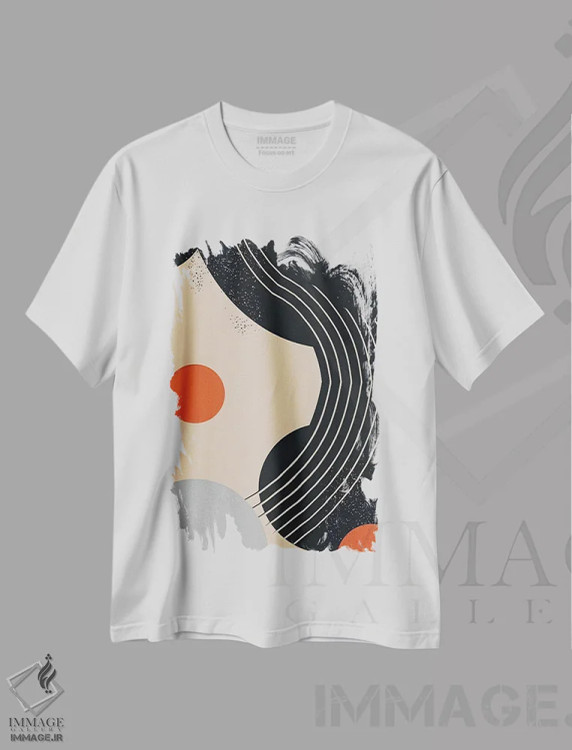 تیشرت سفید طرح دار اشکال و خطوط انتزاعی اثر ادسون راموس | immage.ir