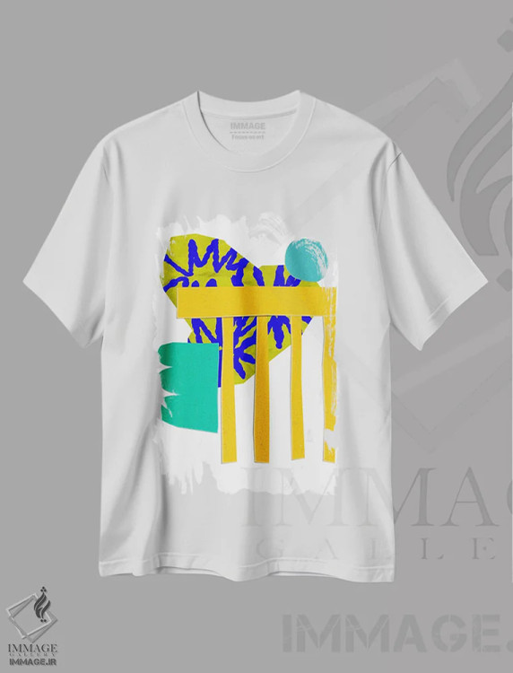 تیشرت سفید طرح دار کلاژ انتزاعی اثر ادسون راموس | immage.ir