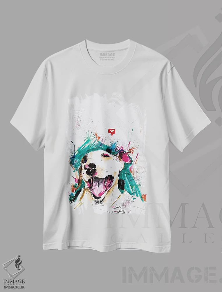 تیشرت سفید طرح دار بول تریر آبرنگی، هنر دیجیتال اثر ادسون راموس | فروشگاه ایماژ