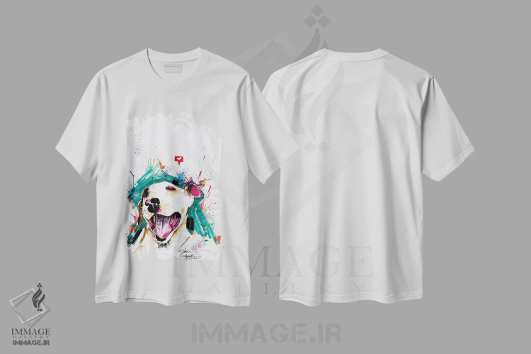 تیشرت سفید طرح دار بول تریر آبرنگی، هنر دیجیتال اثر ادسون راموس | فروشگاه ایماژ
