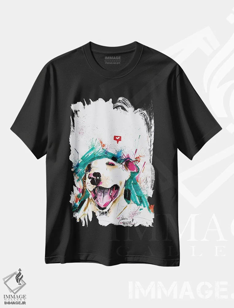 تیشرت مشکی طرح دار بول تریر آبرنگی، هنر دیجیتال اثر ادسون راموس | immage.ir