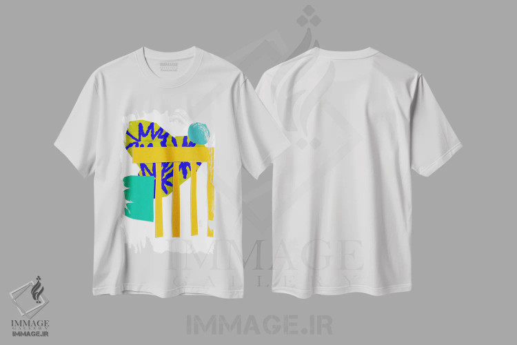 تیشرت سفید طرح دار کلاژ انتزاعی اثر ادسون راموس | immage.ir