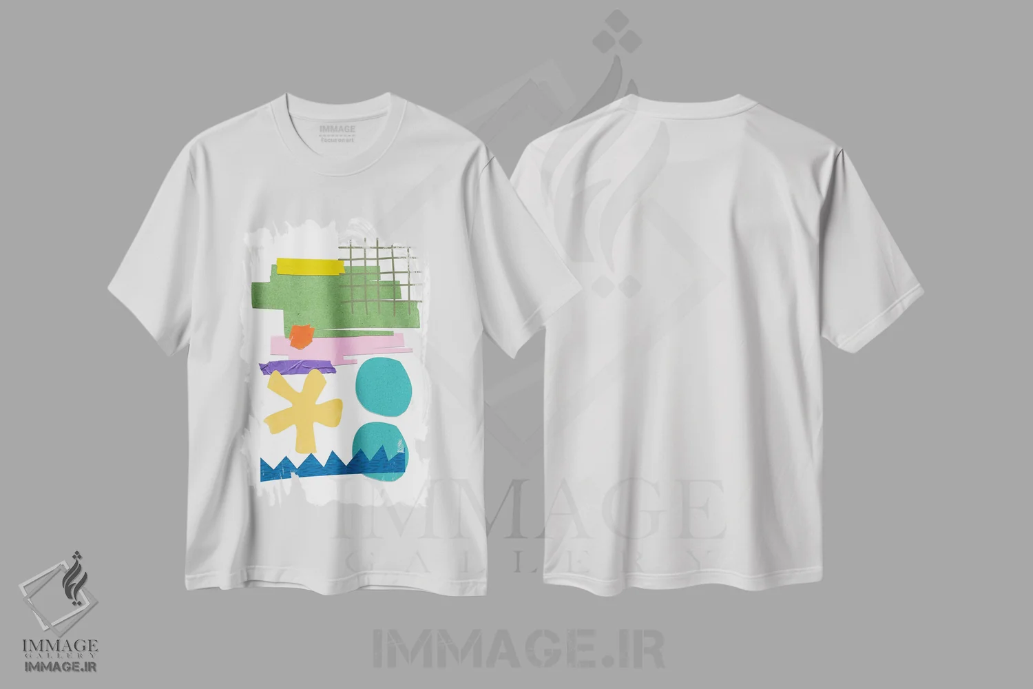 تیشرت سفید طرح دار کلاژ هندسی انتزاعی اثر ادسون راموس | immage.ir