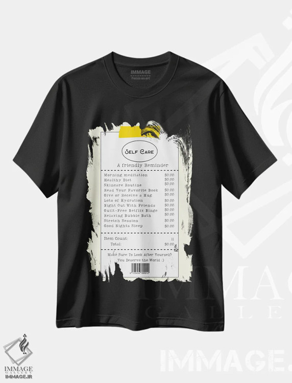 تیشرت مشکی طرح دار فهرست خودمراقبتی، هنر دیجیتال اثر ادسون راموس | فروشگاه ایماژ