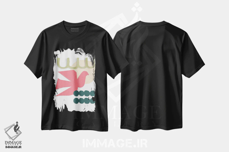 تیشرت مشکی طرح دار پرنده صورتی اثر ادسون راموس | immage.ir