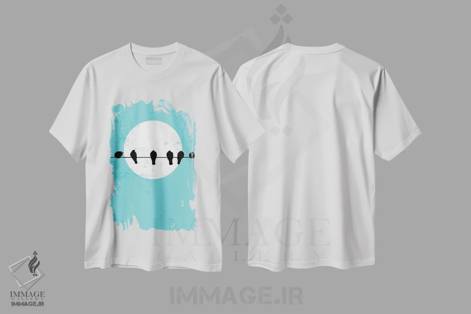 تیشرت سفید طرح دار پیکره های پرندگان، تزئینی اثر ادسون راموس | immage.ir