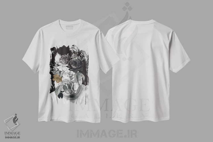تیشرت سفید طرح دار شکوفه، تزئینی اثر ادسون راموس | فروشگاه ایماژ