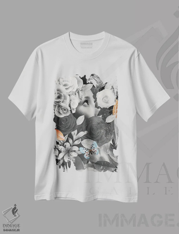 تیشرت سفید طرح دار آفتابگردان ۱۵، تزئینی اثر ادسون راموس | immage.ir