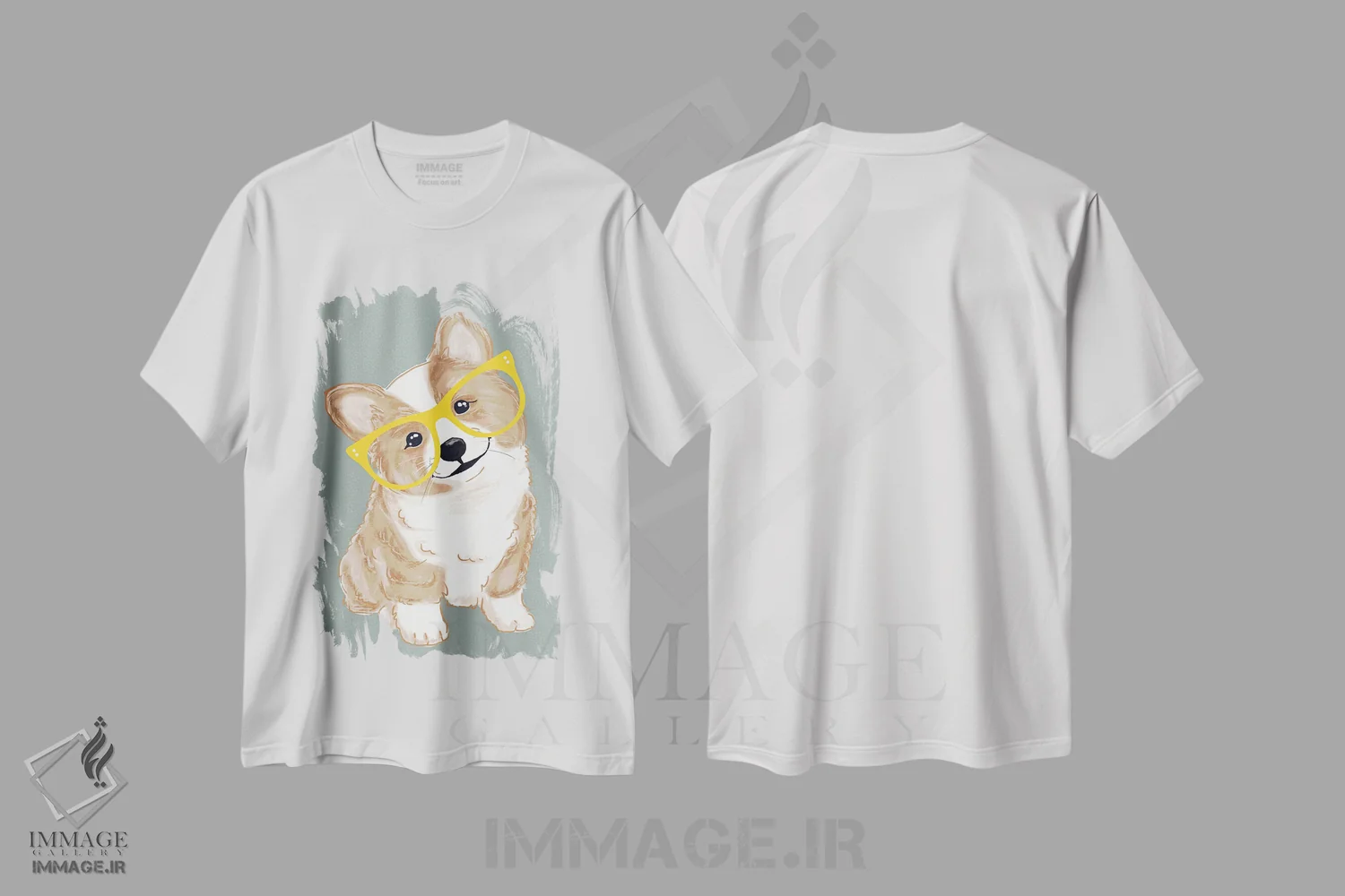 تیشرت سفید طرح دار کورگی بامزه، هنر دیجیتال اثر ادسون راموس | فروشگاه ایماژ